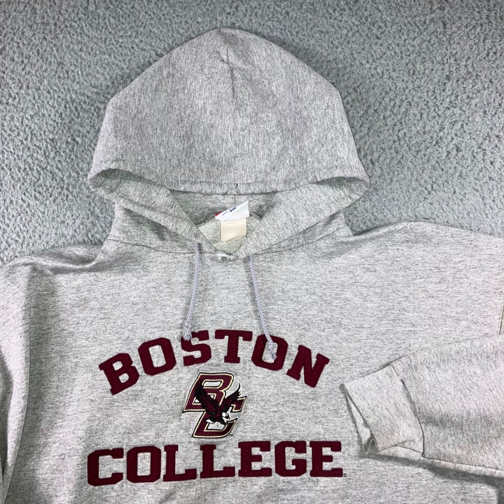 Vtg Y2K Champion Boston College Hoodie 2XL Baggy Gray Grunge Gorpcore Thrashed